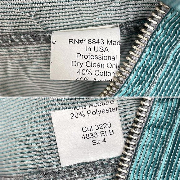 Emil Rutenberg Lightweight Swing Jacket Collared Teal Mint Blue Pinstripe Size 4 - Picture 8 of 9